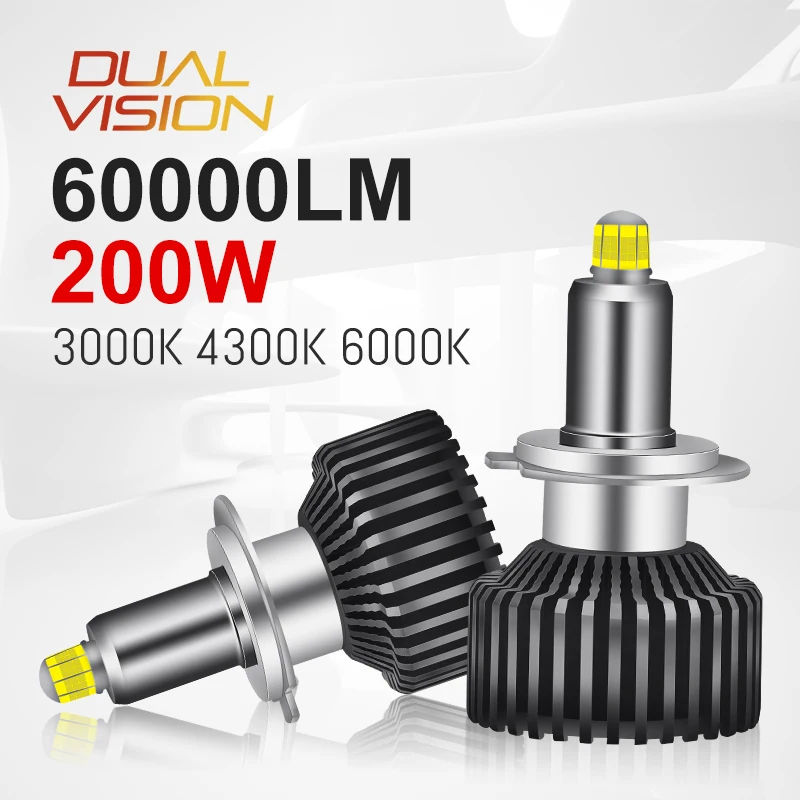 

200W H7 светодиодный 360 3000K 4300K 6000K светодиодный D1S D2S D3S D4S H11 60000LM H1 H8 9005 HB3 9006 HB4 9012 HIR2 D1R D3R Противотуманные фары для объектива