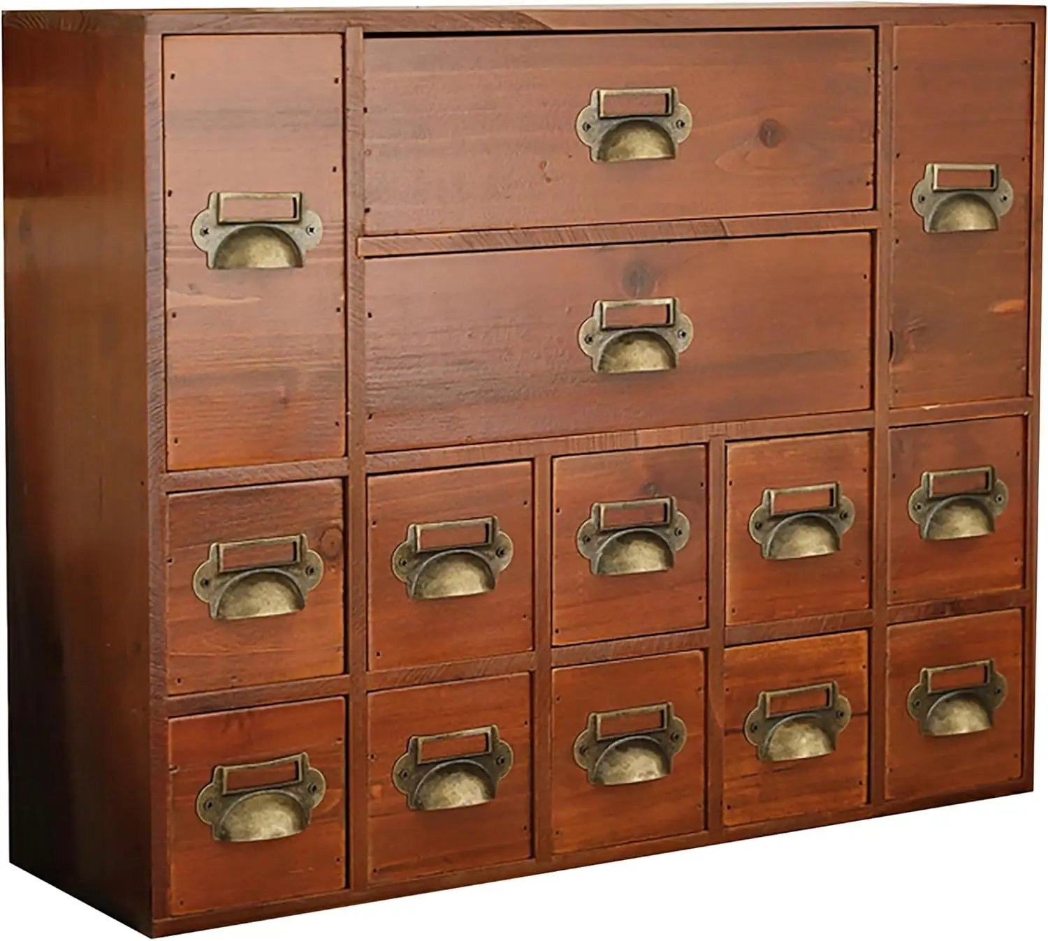 

14-Drawer Apothecary Cabinet - Index Card Organizer - Miniature Chest of Drawers - Brass Handle Organizer - Kids' Arts a