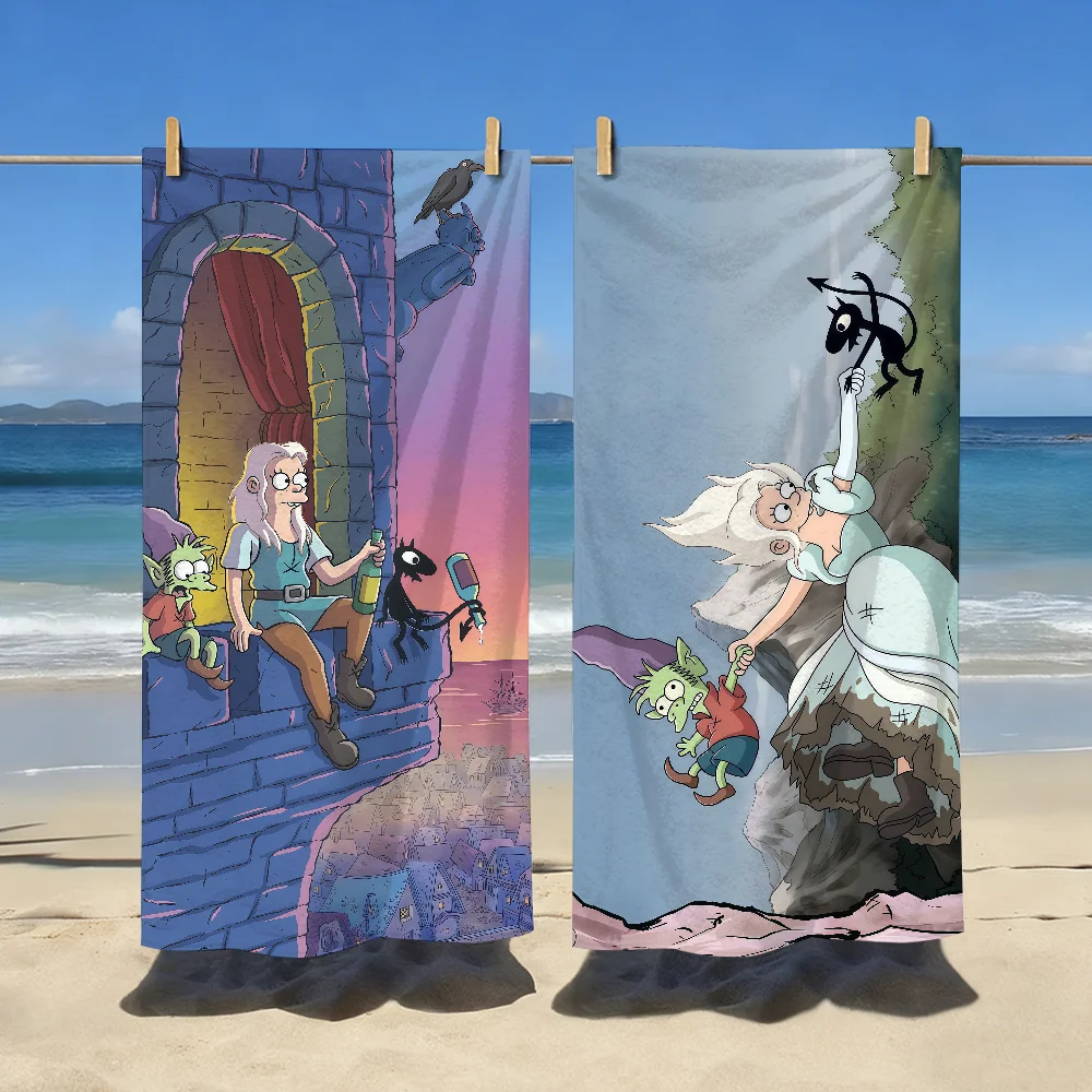 Cartoon D-Disenchantment-S Towel Sports Quick Dry Travel Camping Gear Sandproof Soft Light Large Beach Towel