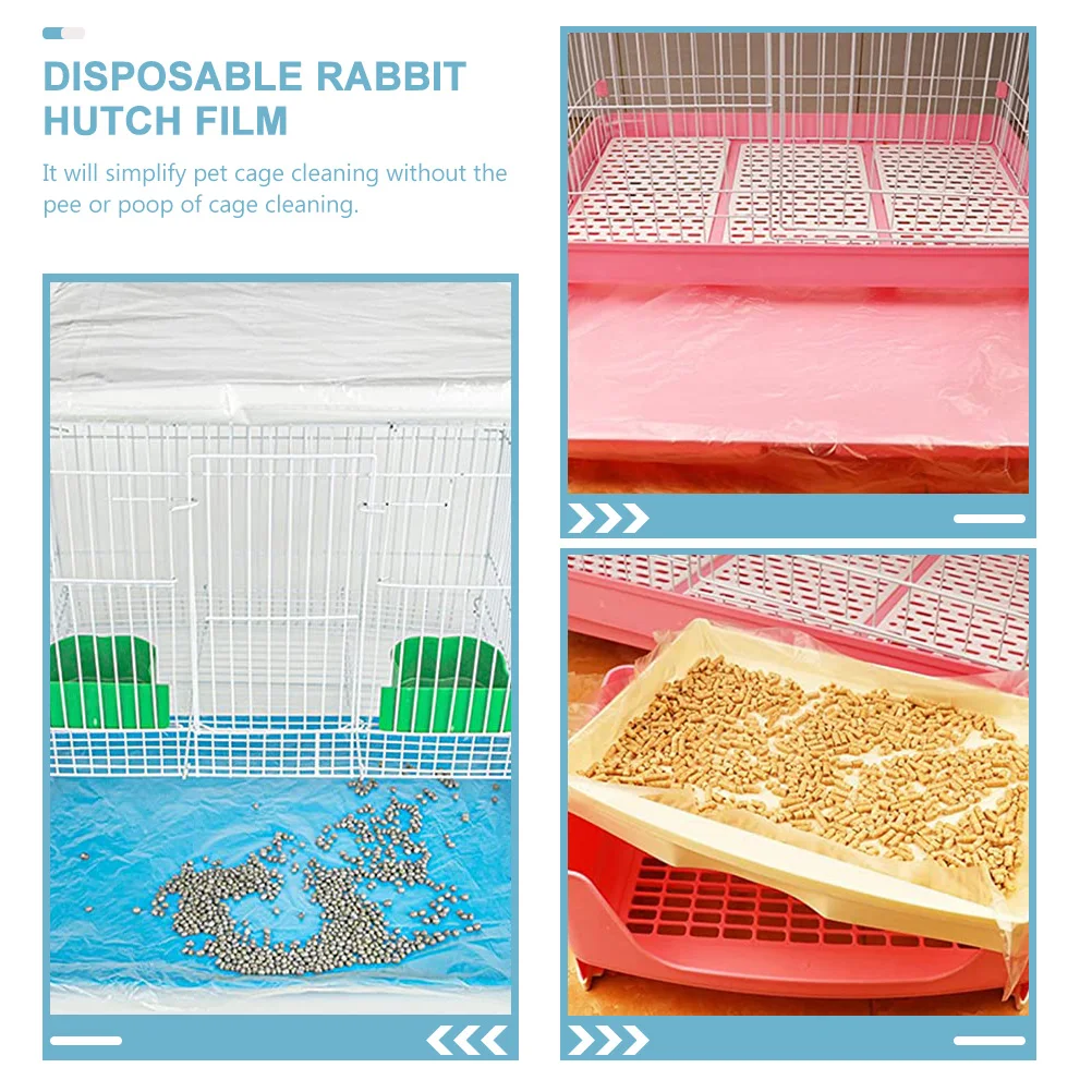 

100pcs Rabbit Cage Liner Plastic Film For Small Pet Hutch Disposable Waterproof Bottom Pad Easy Clean Cage Accessories