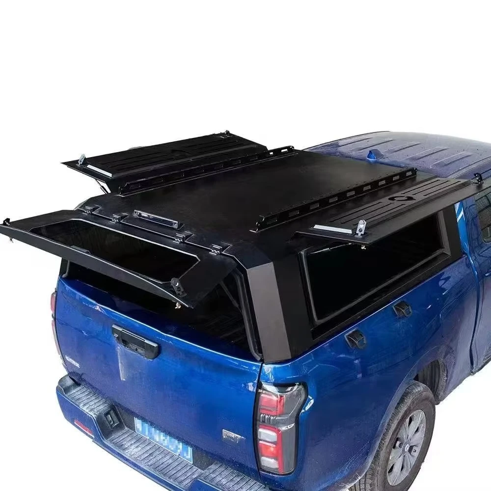 Premium Aluminum Alloy Folding Hardtop Canopy for Nissan Frontier Silverado Ranger-Waterproof Camper Shell Tailgate Lock Manual