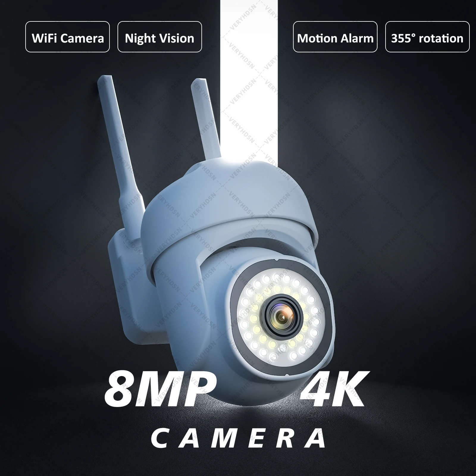 8MP 4K Dual Lens WIFI Camera PTZ 8X Digital Zoom 4K AI humanoid Auto Tracking Zoom Outdoor Audio CCTV Security Camera iCSee