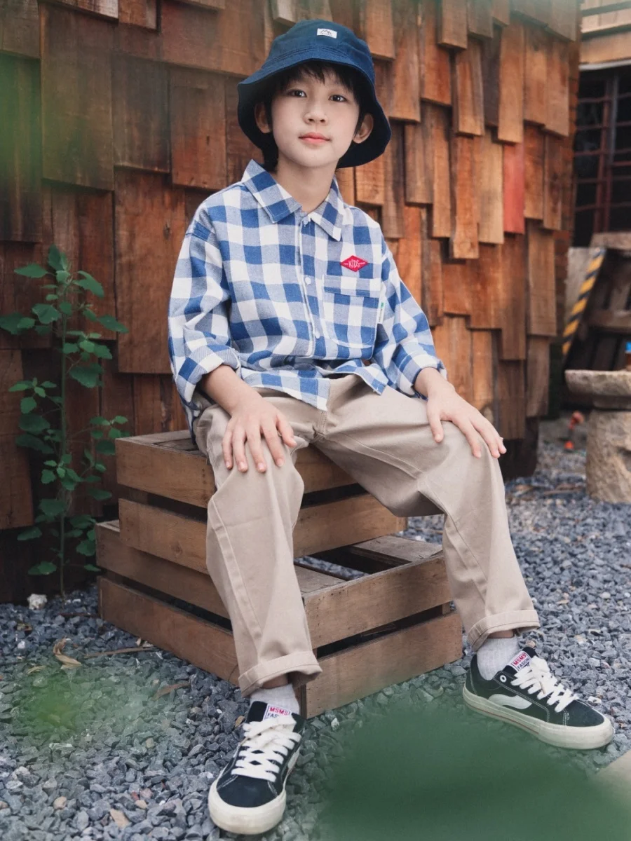 Facec Pure Cotton Outdoor Boys Work Pants Loose Straight Leg Spring Autumn New Style Large Pocket Children's Clothing