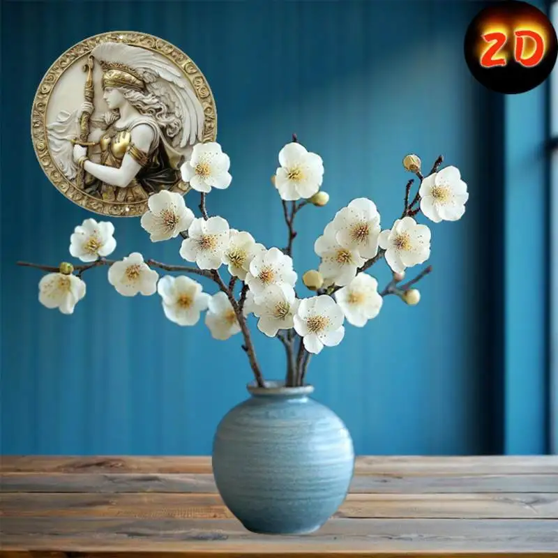 Glam Style Athena Goddess Aluminum Wall Hanging Plaque, 8x8 Inch, Multipurpose Retro Round Decor for Home, Art Wall Decoration