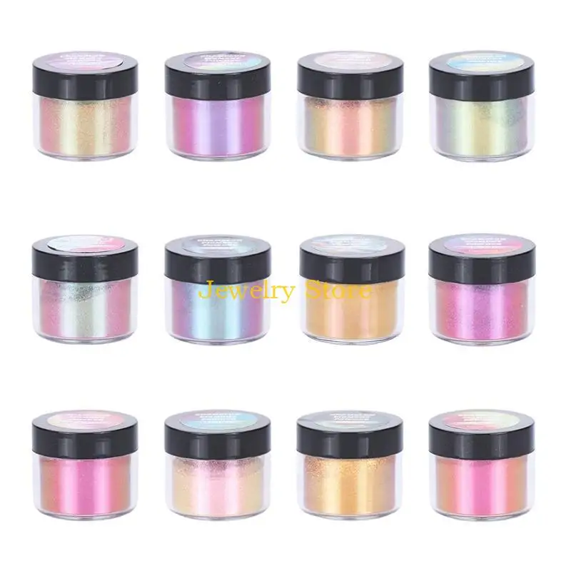 

F2TD Color Shift Pigment Powder 12 Colors Pearl Mica Powder Epoxy Resin Dye for Resin Jewelry Art Tumbler Making DIY Slime