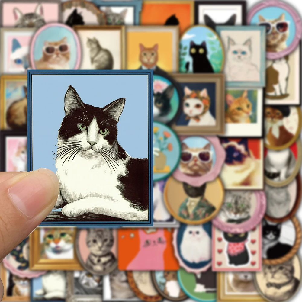 50PCS Cute Cat Sticker Notebook Gift Luggage Scrapbooking Stationery Waterproof Graffiti Coffee Phone Stationery Cartoon Sticker image 2