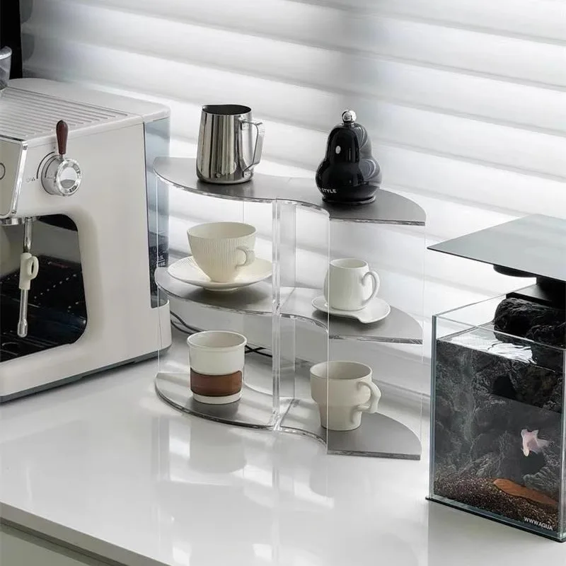 

Acrylic Stainless Steel Cup Storage Rack Desktop Water Cup Coffee Corner Shelf Dresser Cosmetics Display Rack