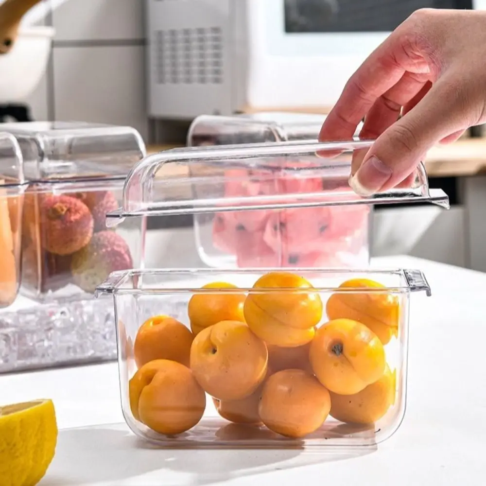 Multifunction Transparent Fresh Iced Box Detachable Plastics Fridge Fruit Box 4/5 Grids Double Layered Ice Fruit Tray