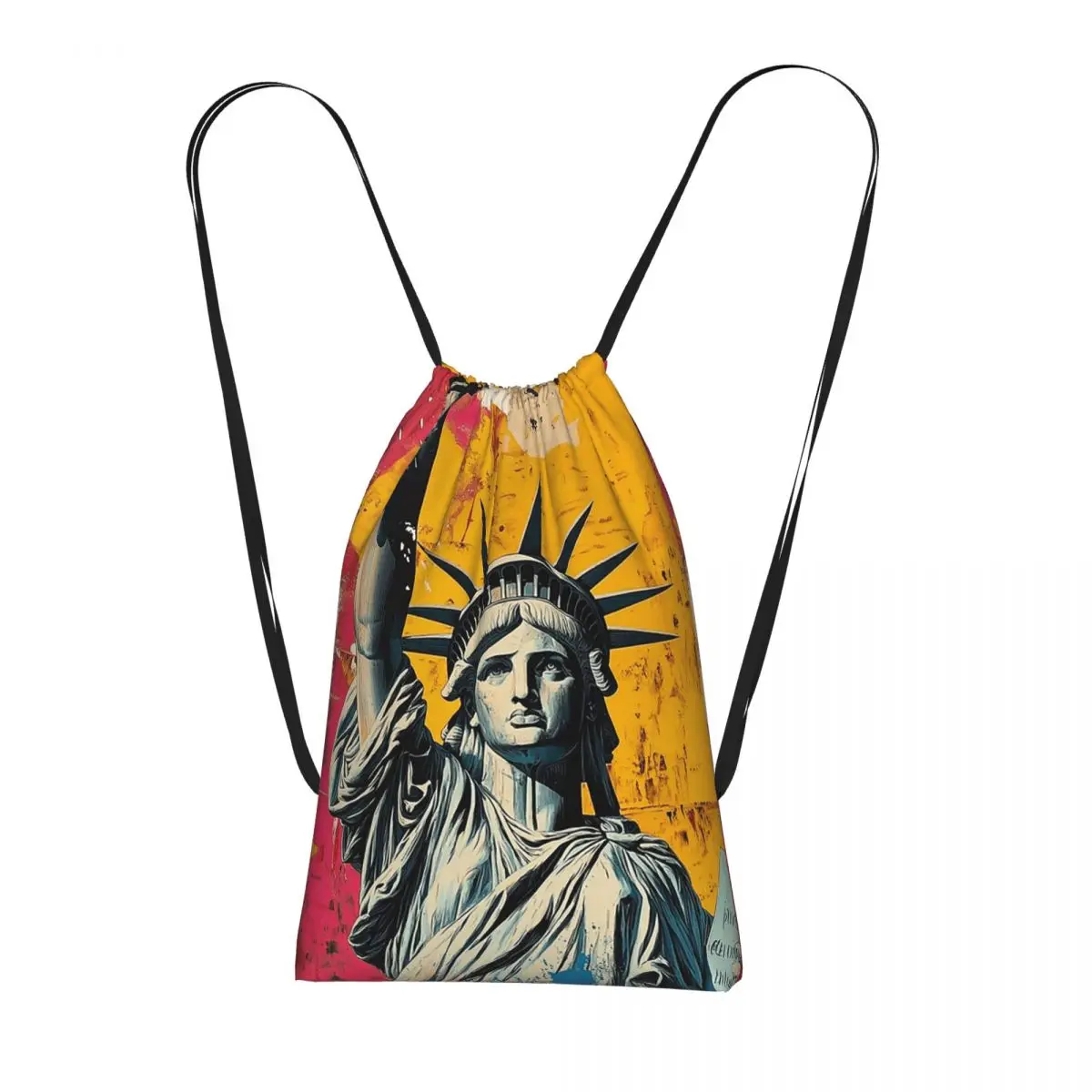 

Statue Of Liberty Graffiti Print Backpacks Portable Drawstring Bags Shoes Bag Book Bags for Man Woman Students