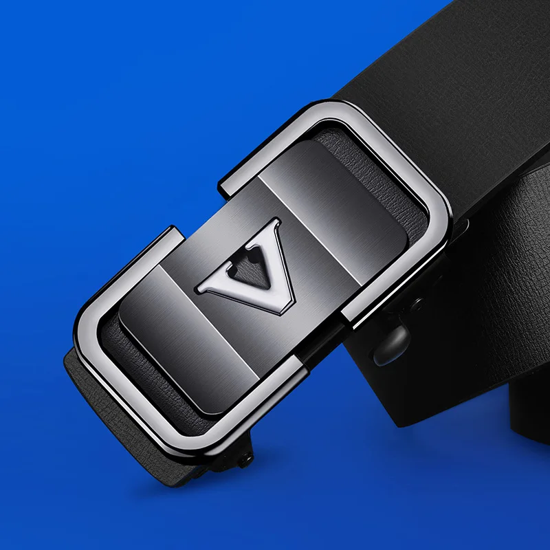 Новый модный мужской ремень беззубик с автоматической пряжкой, ремень из сплава с надписью для деловой моды, мужской ремень высокого качества