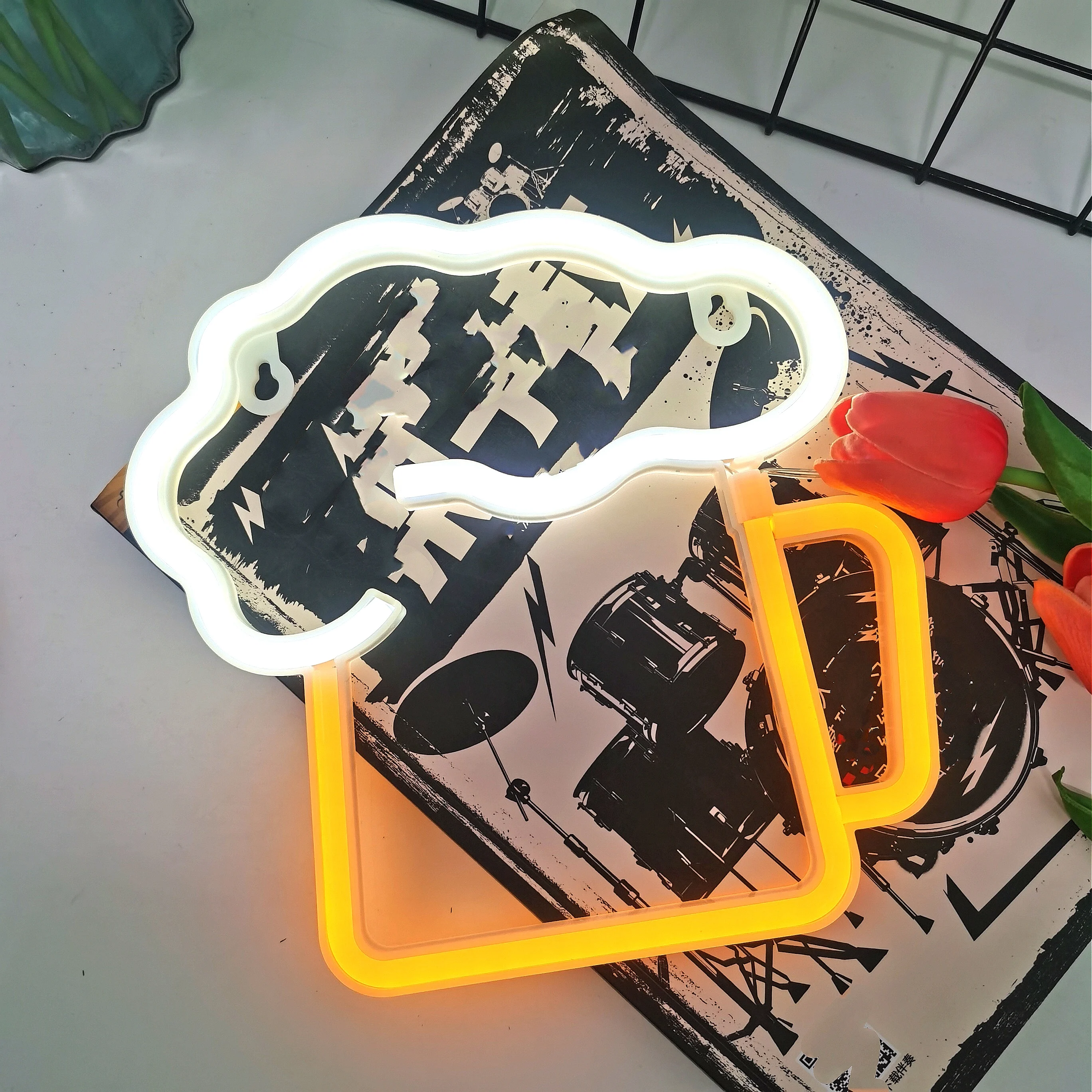 Beer LED neon lights, USB or battery powered boy bedroom, gaming room, wedding, bar, birthday, gift, summer camping decoration