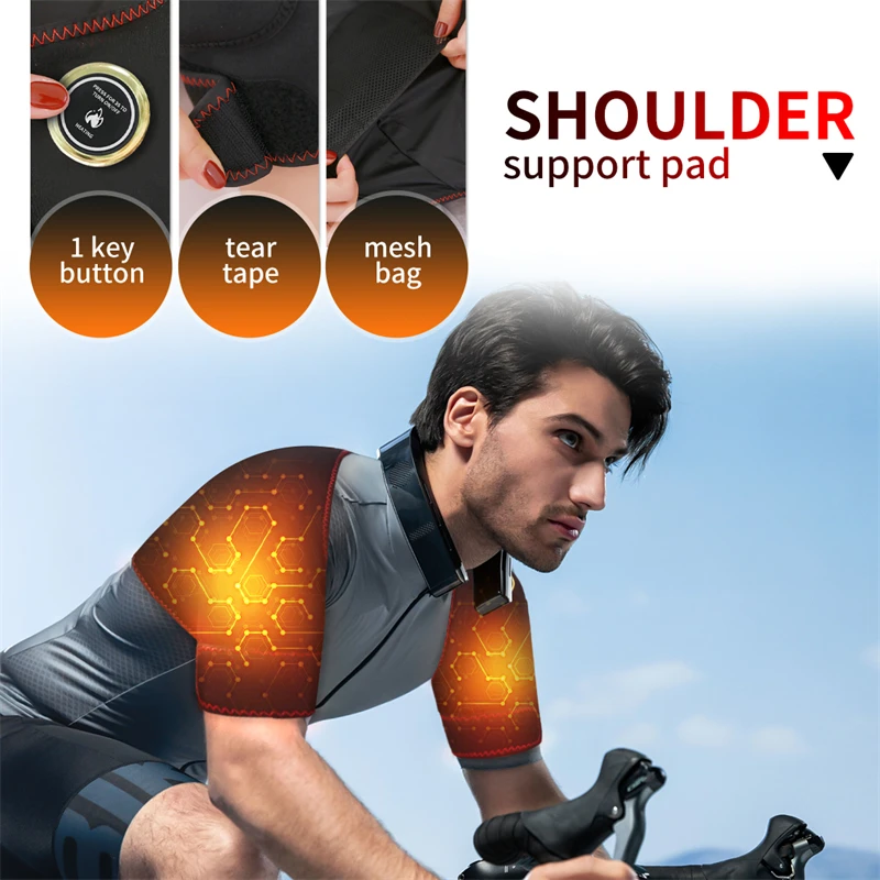 Carbon Fiber Heated Shoulder Support Shoulder Vibration Massager Relieves Frozen Shoulder Pain Mobility Issues Shoulder recovery