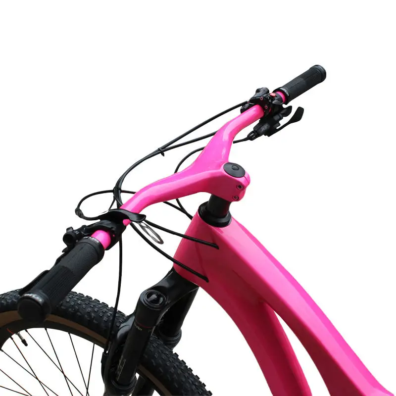 Customized full shockingproof carbon fibre frame 29er Mtb bicycle pink adults 19'' mountain suspension bike