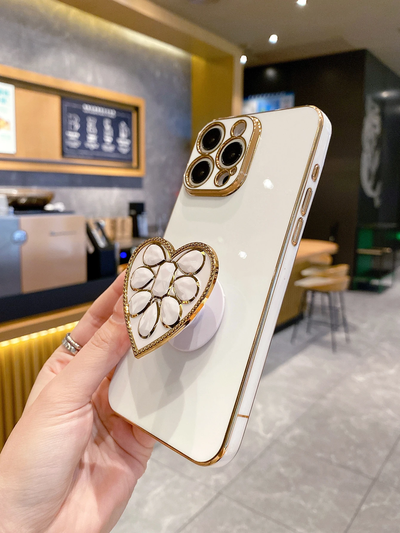 Luxus-Beschichtung Liebe Diamant Halter Telefon Fall für iPhone 17 16 15 14 Plus 13 12 Mini 11 Pro Max X XS XR 7 8 SE2 SE3 Zurück Abdeckung