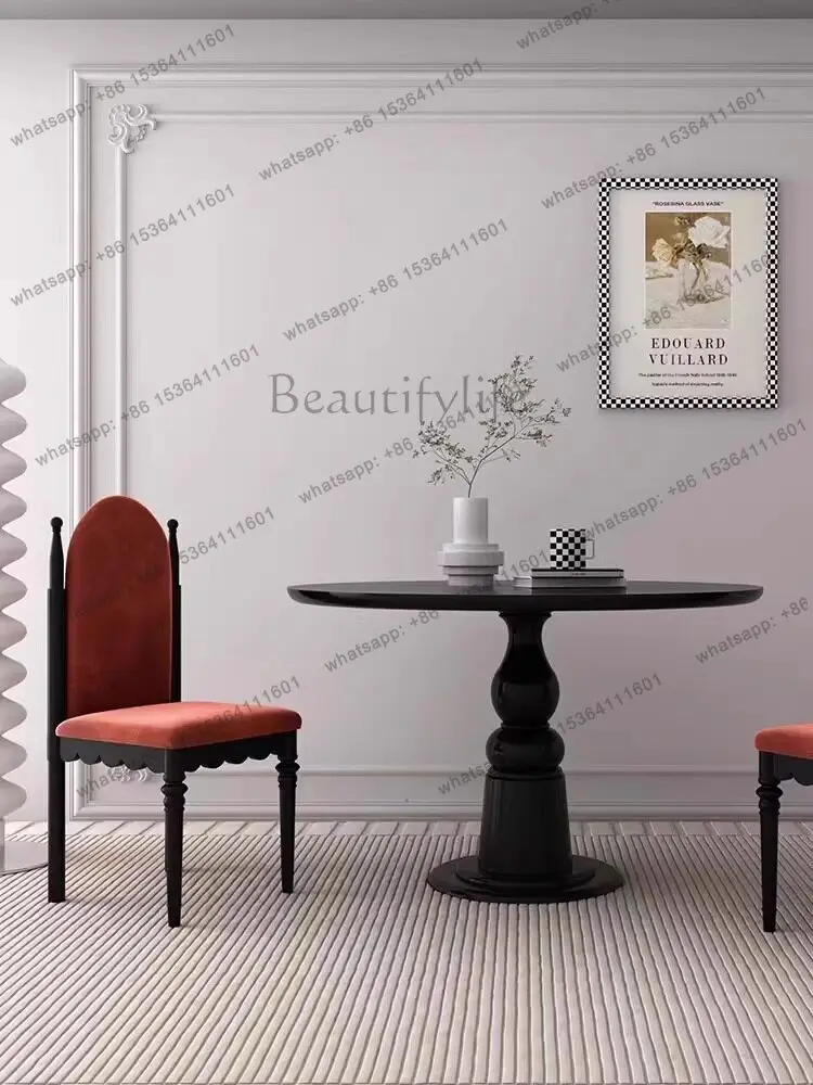 PG Nordic four-leaf clover round table American solid wood dining table and chair combination French creative round dining table