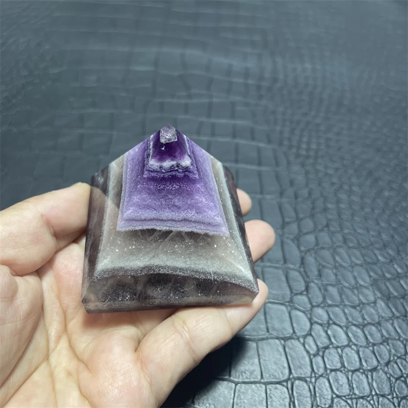 251g Rare Natural amethyst fluorite pyramid quartz crystal decoration
