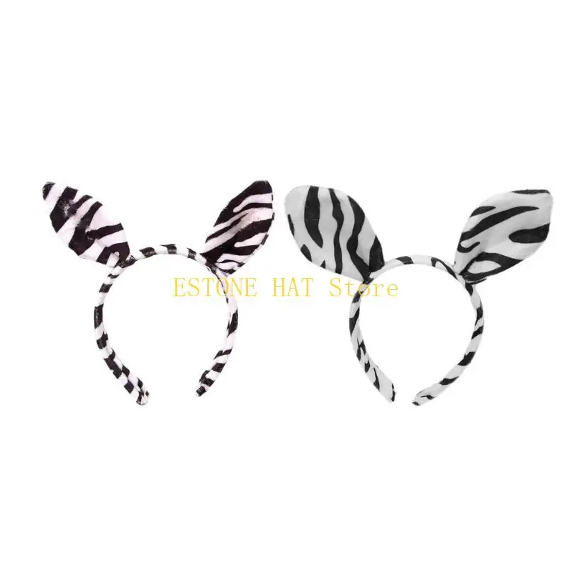 49MF Girl Halloween Headbands Festive Zebras Ear Headwear Hairbands Fun Headwear