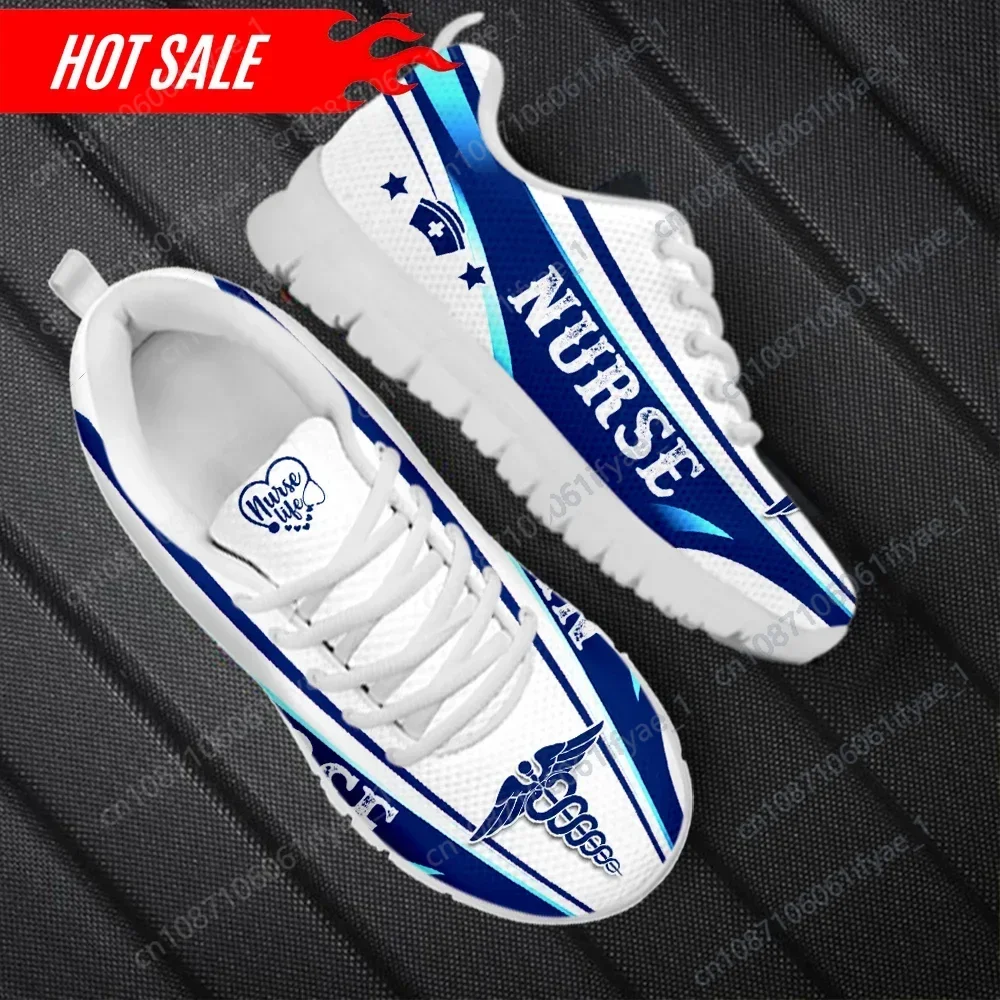 

Mesh Nurse Design Sneakers Lightweight Women Flat Shoes Mesh Paramedic Heartbeat EMT EMS Print Female Walk Footwear