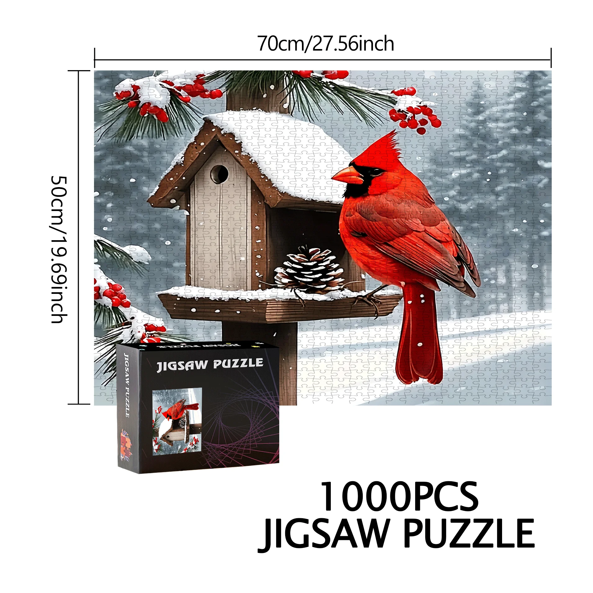 Regalo per l'interazione familiare e la sfida del cervello fai-da-te - Red Sparrow Birdhouse 500 pezzi/1000 pezzi Gioco di puzzle |   Decorazioni per la casa e divertimento Acti