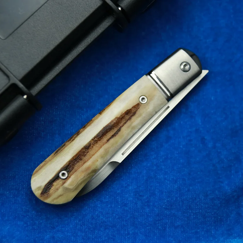 LEMIFSHE deer antler stalk steel handle m390 blade folding knife pocket survival EDC tool camping hunting outdoor knife
