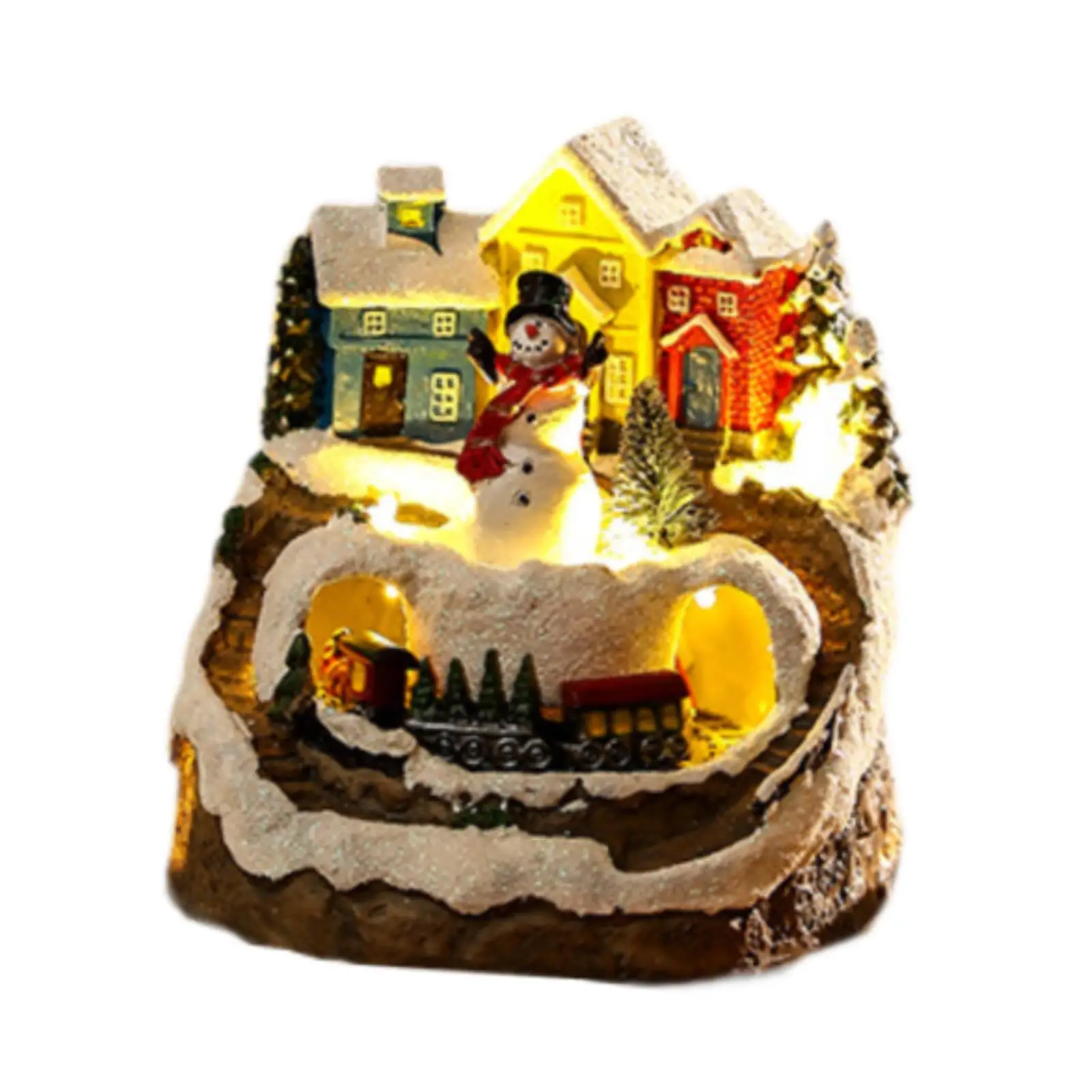 Christmas Village House Miniatures House with LED Lights and Music for Office