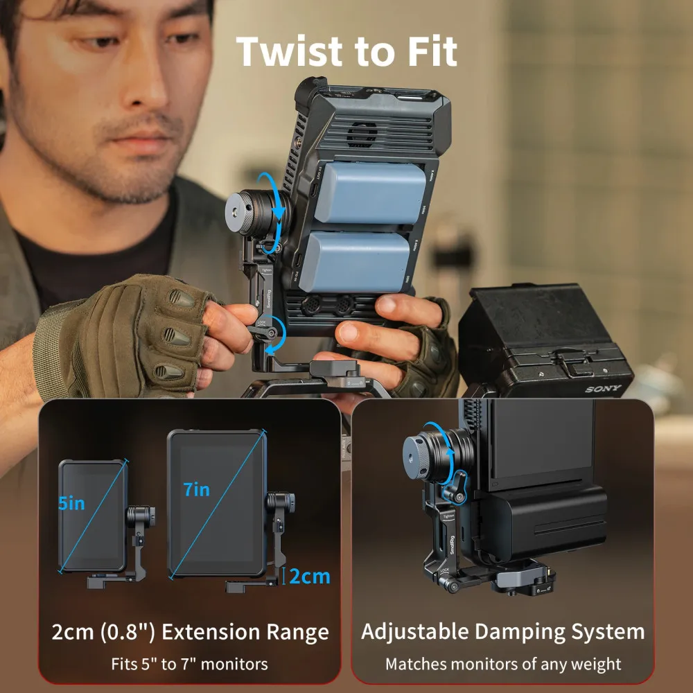 SmallRig L-shaped Monitor Support, with NATO Rail Cable Clips Stepless Damping Adjustment Dual Retractable Locating Pins -6315