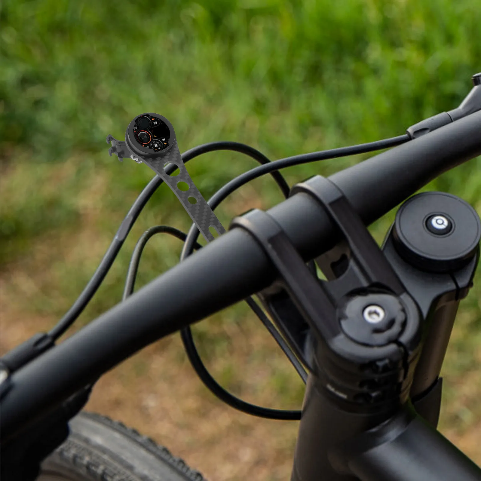 

1 Set Carbon Fiber Bike Computer Mount Lightweight Impact Resistant Bicycle Holder Easy Install Front Handlebar Rack Cycling
