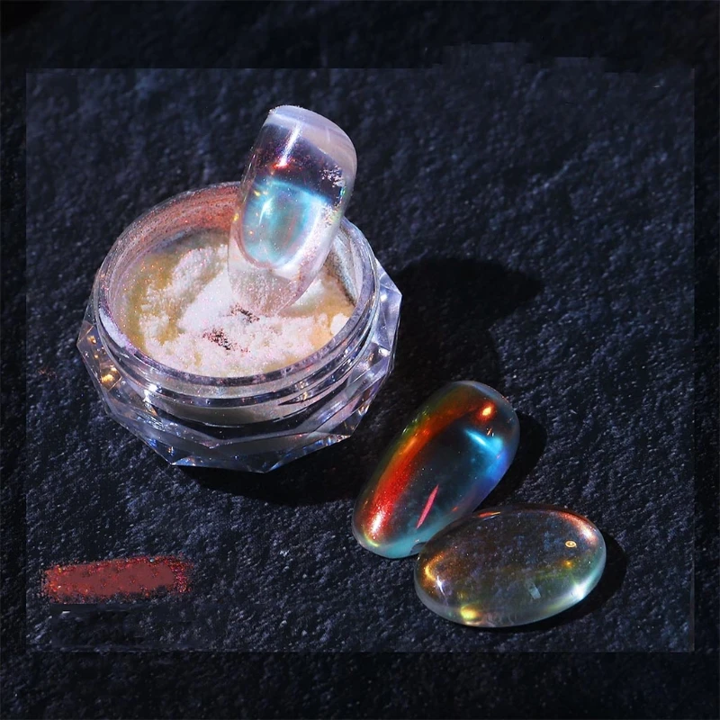 E1YE Rainbow Dewdrop Mirror Effect Glitter Powder Manicure Pigment Art