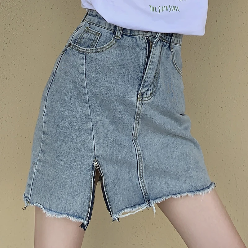 

Юбка-карандаш с завышенной талией, джинсовая, универсальная, летняя, новая, облегающая, юбка-обертка с завышенной талией