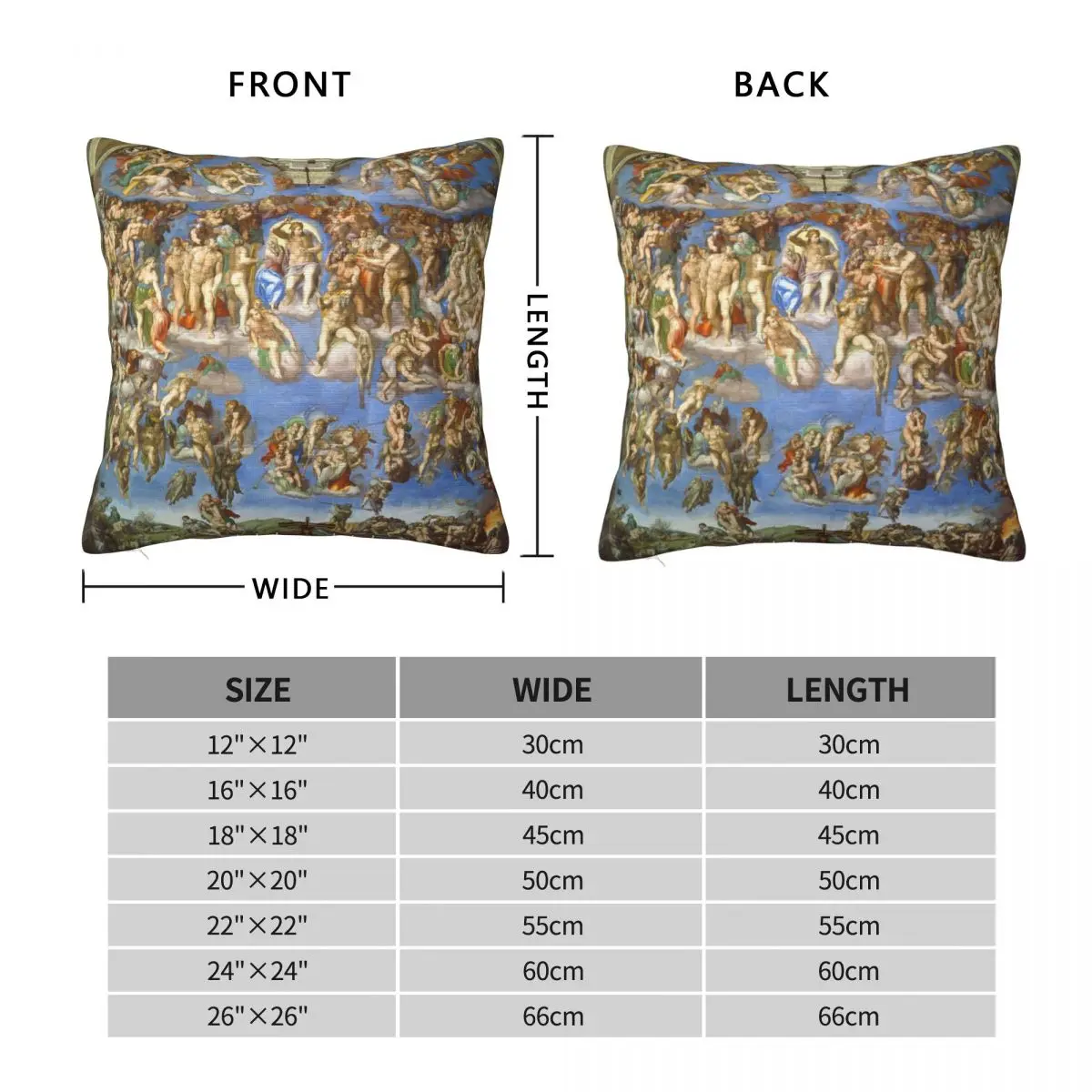 The Last Judgment Michelangelo Pillowcase Polyester Linen Velvet Printed Zip Decor Pillow Case Room Cushion Cover