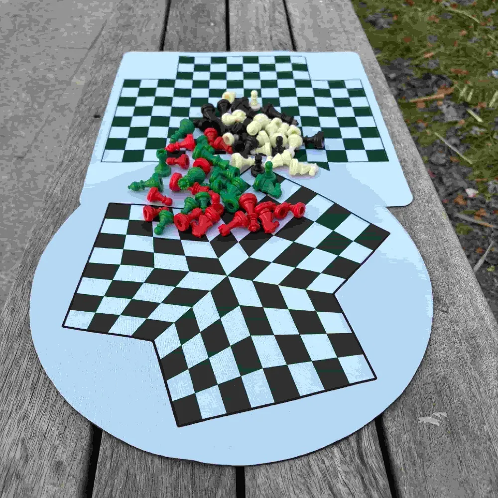 3-4 Players Chess Board Game, Including 35cm/13.78in Chess Mat and 48/64pcs Colorful Chess 3-4 Different Color 16 PCS per Color