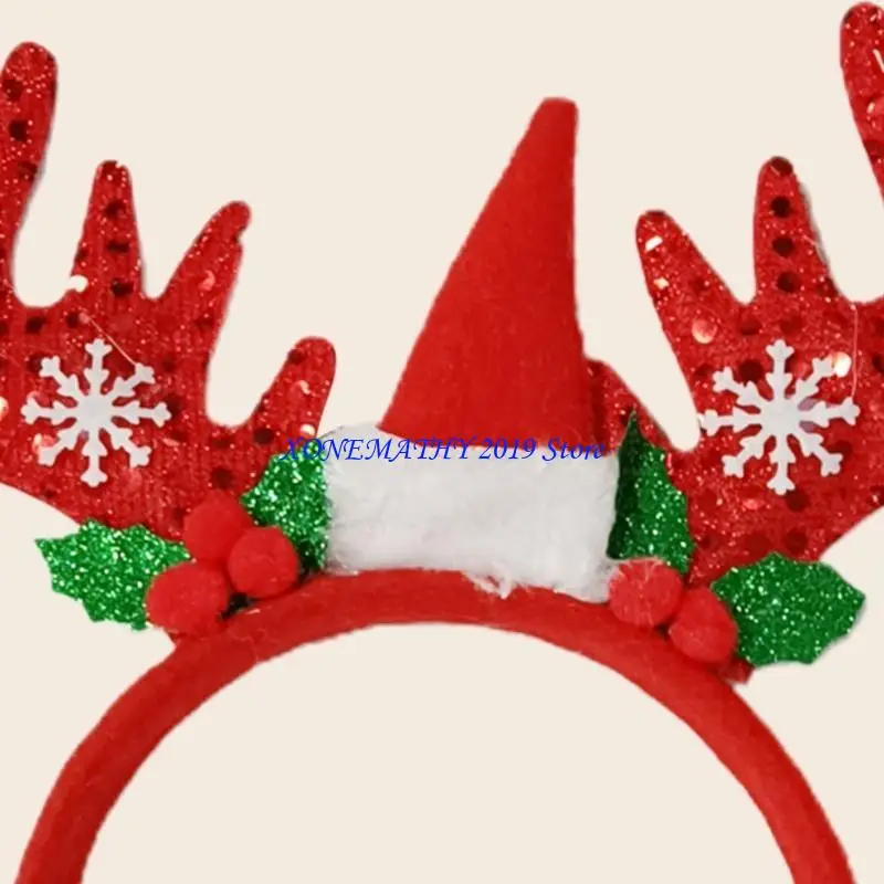 

F42F Детская повязка на голову для рождественской вечеринки повязка на голову с оленьими рогами повязка на голову повязка на шоу