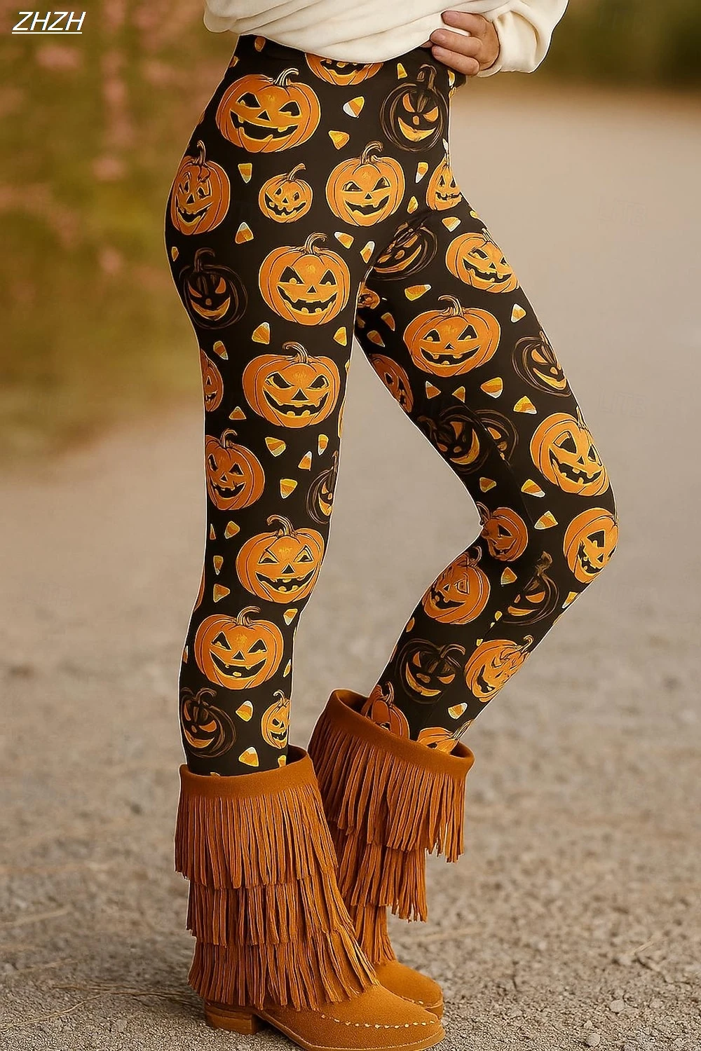 Women's Leggings Halloween Pumpkin Graphic Pants Trousers Polyester Spandex Stretch Elastic Waist,Control Fall Winter Streetwear