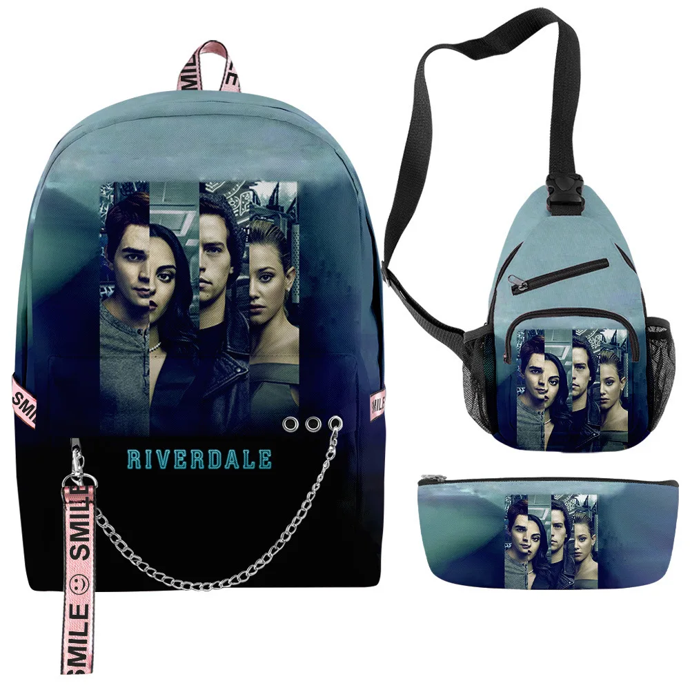 Harajuku новинка крутой Riverdale 3D принт 3 шт./компл. школьные сумки многофункциональный дорожный рюкзак нагрудная сумка пенал