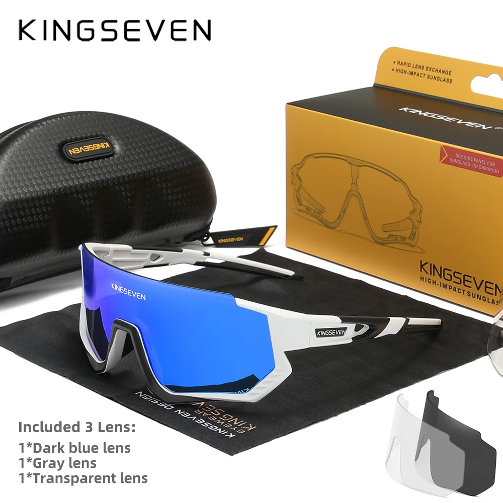 KINGSEVEN Cycling Anti-UV Sunglasses Men Women Bicycle Glasses UV400 Polarized Fishing Bike Climbing Large Frame Sports Eyewear