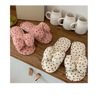 New Heart Linen Slippers Bow Summer Slide Sandals Home Indoor Anti-slip Shoes Girl