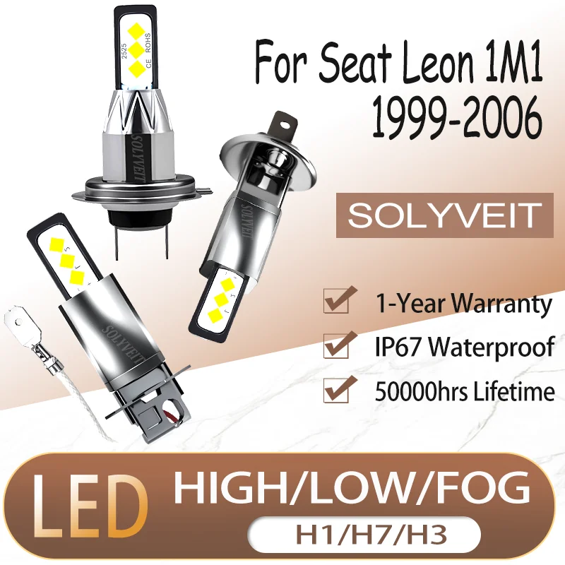 

Clear Illumination Quick Response H1 H7 H3 HIGH LOW FOG LED HEADLIGHTS For Seat Leon 1M1 1999 2000 2001 2002 2003 2004 2005 2006