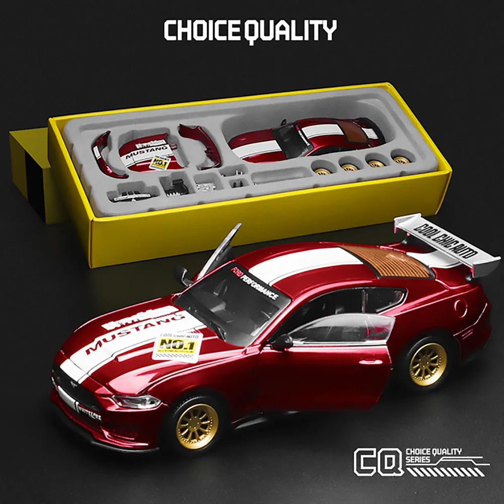 CCA 1/43 Scale Mustang GT 2018 Modified Assembly Sports Racing V8 Cars Model Vehicle with Box Changable Parts Gift for Teenagers