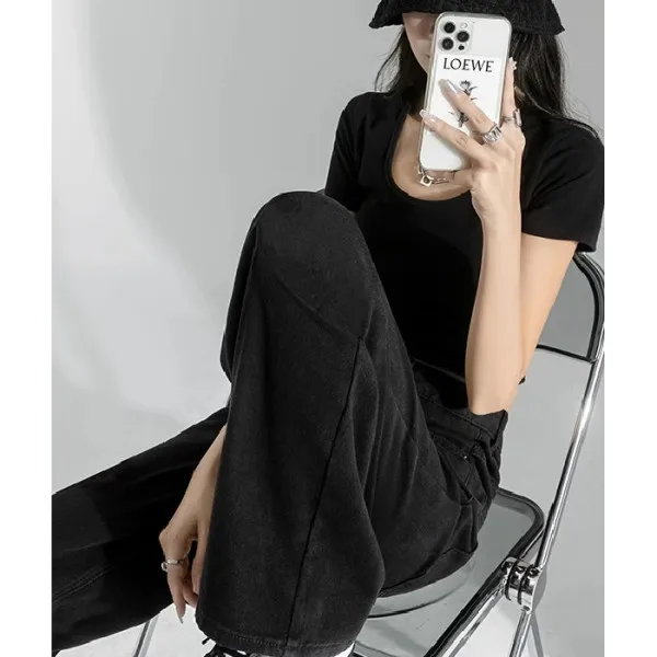 Abbigliamento da donna autunnale Jeans larghi Tasche cargo da donna Multi tasche Utilità Abbigliamento da lavoro Camouflage militare Moda denim femminile