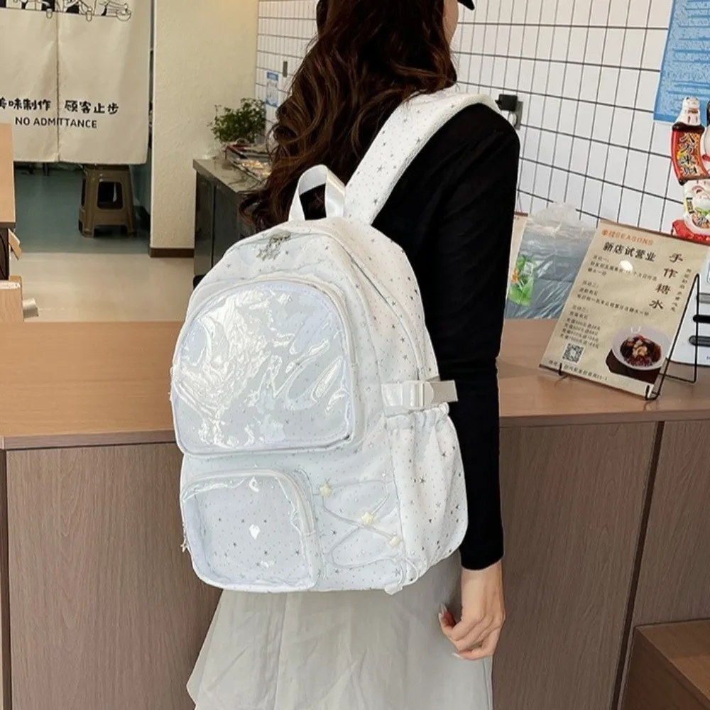 Shoulder Bag Oxford Cloth Star Backpack Print Y2k Students School Bag Jk College Style Nylon Backpack Daily