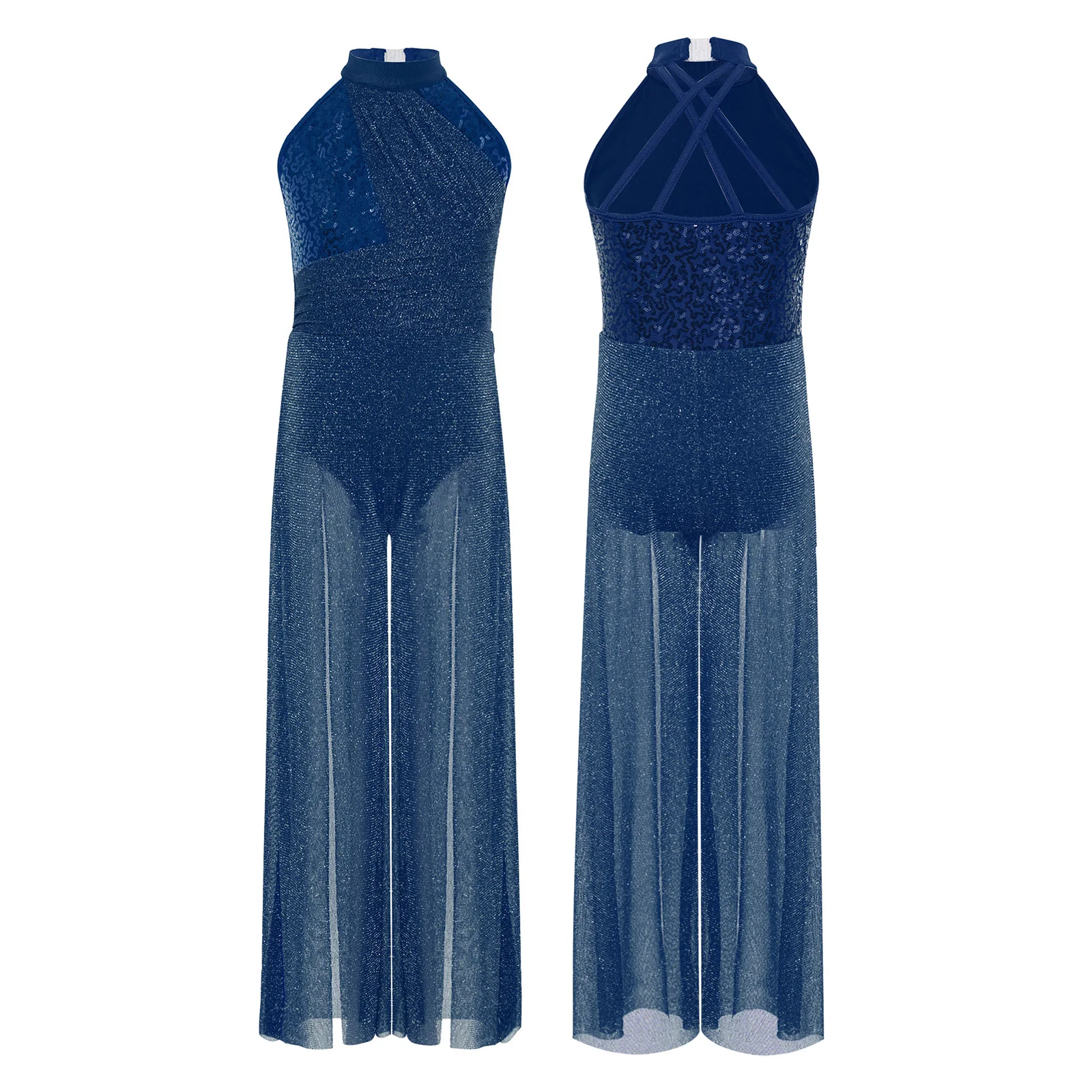 الأطفال الفتيات غنائية الرقص بذلة التزلج الجمباز البهلوانية أداء زي الترتر لامع شبكة سبليت ارتداءها #2