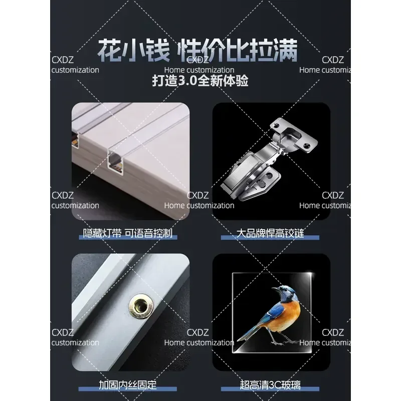 Transparent Glass Display Cabinet Large Dustproof Storage Showcase for Home Customizable Figure Model Display Case