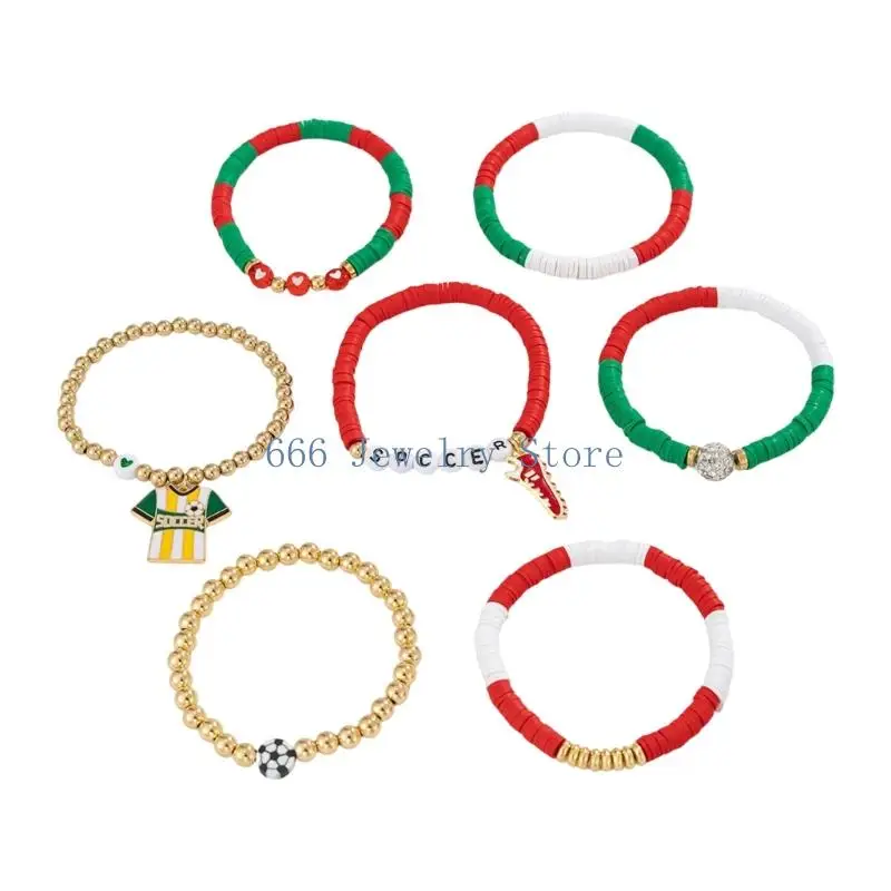 F2TD Trendy Soccer Matching Bracelets Pack Of 8 With Sturdy Elastic Cord Stylish Supporter Wristband For Active Lifestyles