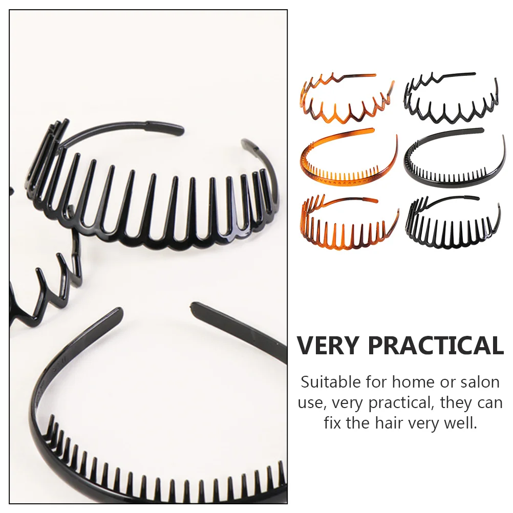 

6 шт. модных ободков для волос в форме зуба, высококачественный пластиковый эластичный ободок из смолы, нескользящий, для женщин и мужчин, для волнистых волос
