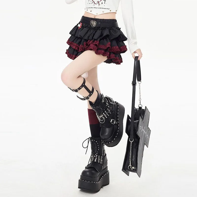 Y2k Miniröcke Sommer Damen Schwarz Gothic A-Linien Plissierter Rock Harajuku Vintage 90er Ästhetik Kawaii Rock 2000er Jahre Kleidung