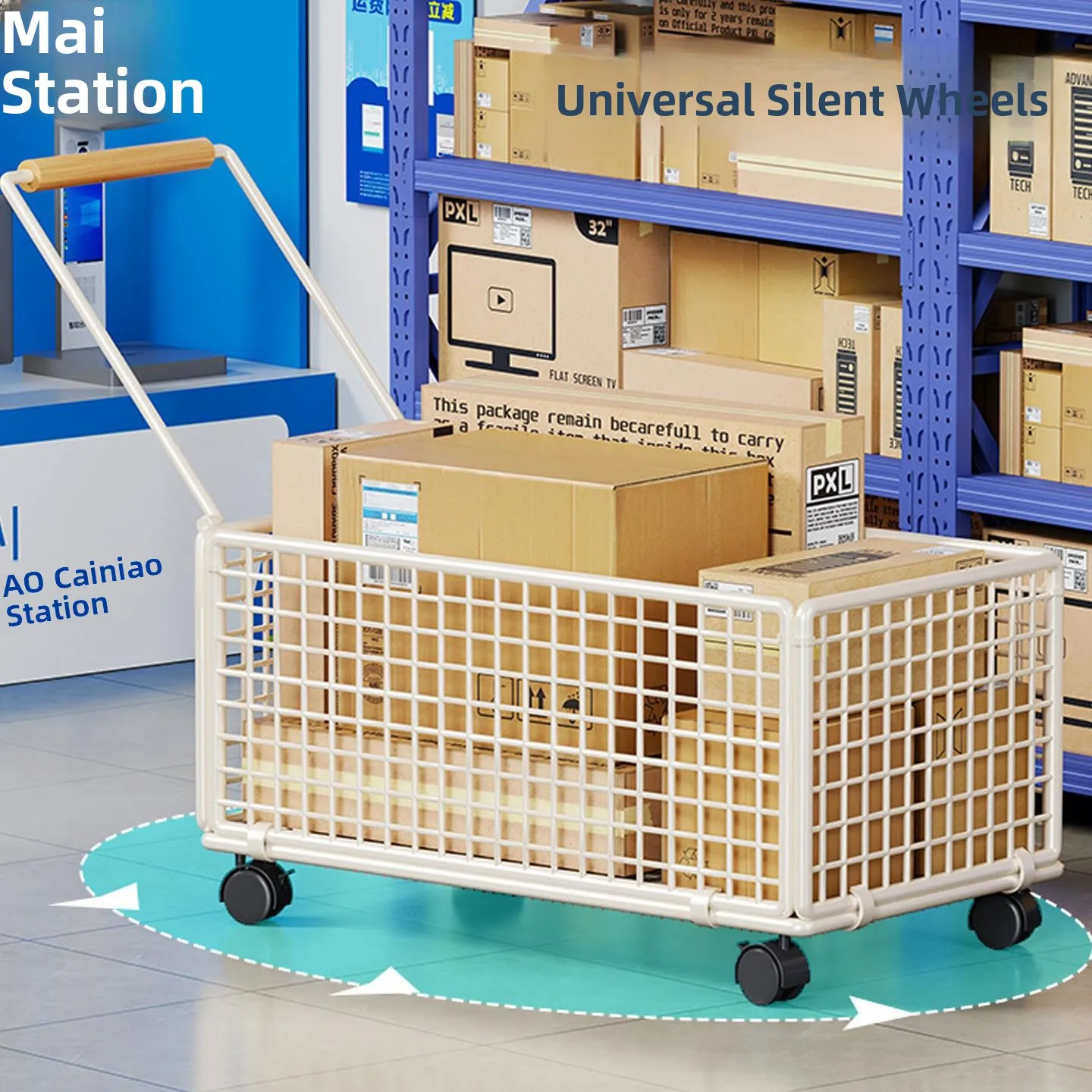 large-capacity-shopping-cart-portable-household-goods-moving-vegetable-buying-stainless-steel-wheel-stretchable-handle-cart