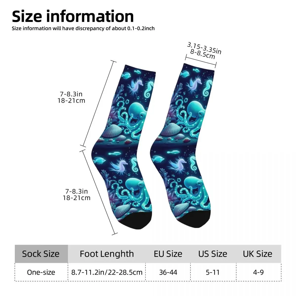 Marine Creatures Jellyfish Octopus Whale Sock Printed Man Polyester