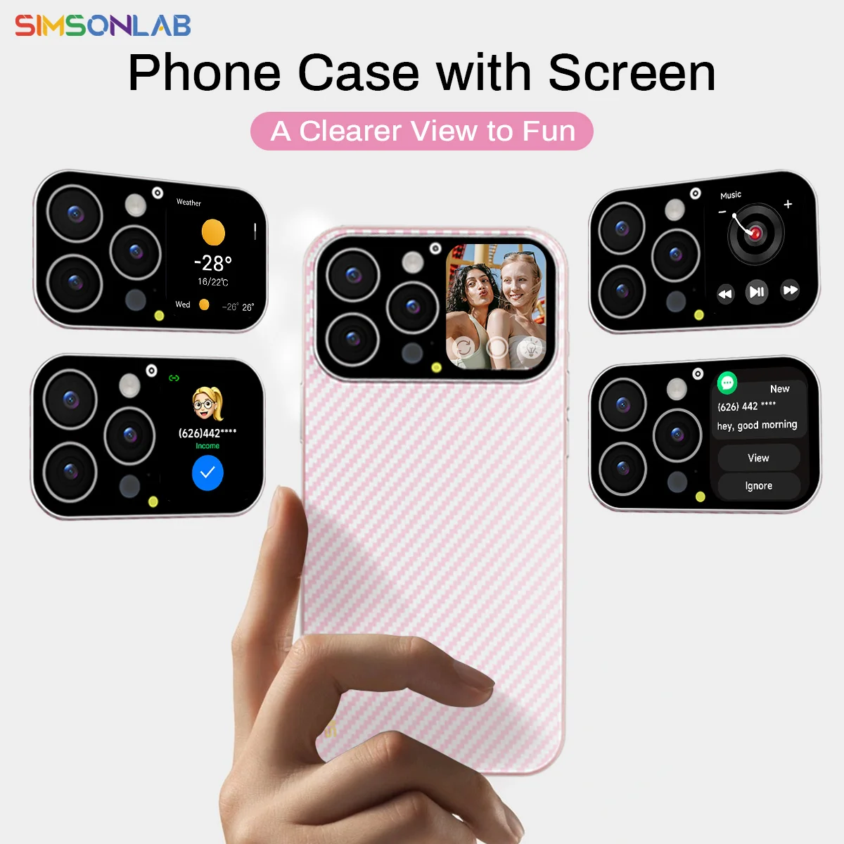 

2026 Smart Phone Case 1.83''Screen Window Custom Photo/Video Wallpaper Selfies Camera Magnetic Charge for iPhone 13/14/15/16PM