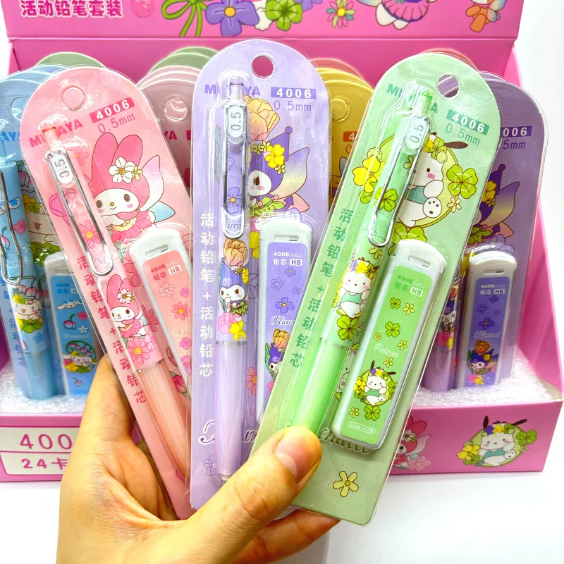 4/12/24pcs New Sanrio Activity Automatic Pencil Set 0.5mm High Appearance Smooth Office Supplies Student Gift Wholesale