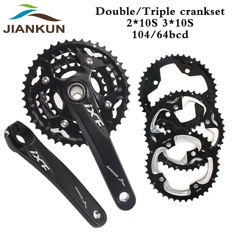 JIANKUN 104/64 BCD Bicycle Crankset 24T 26T 32T 38T 42T Bike Chainring 2*10 3*10speed Bouble/triple Crank Set Mtb Crankset